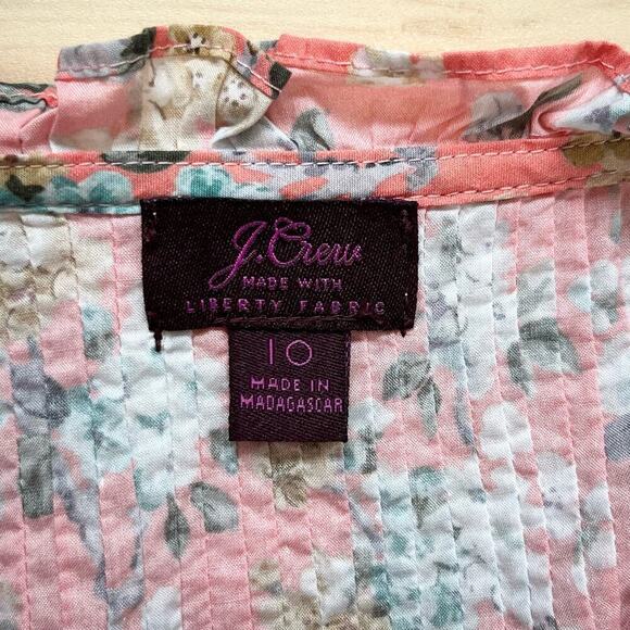 J.Crew Liberty Fabric Josephine Pink Floral Ruffle Popover Shirt Blouse, Size 10 - Picture 4 of 14